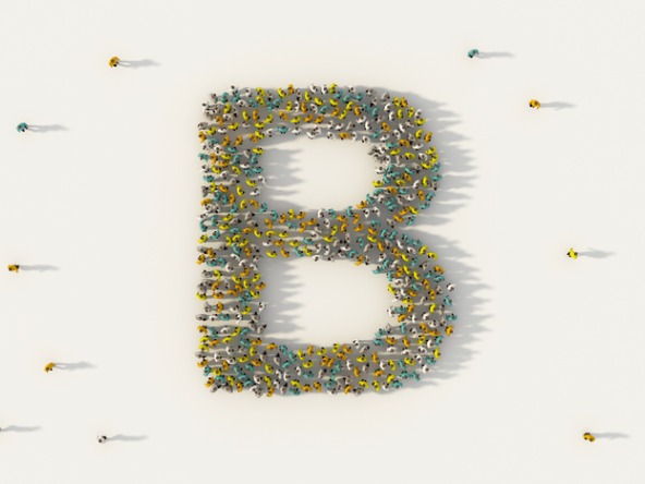 The letter B made out of people